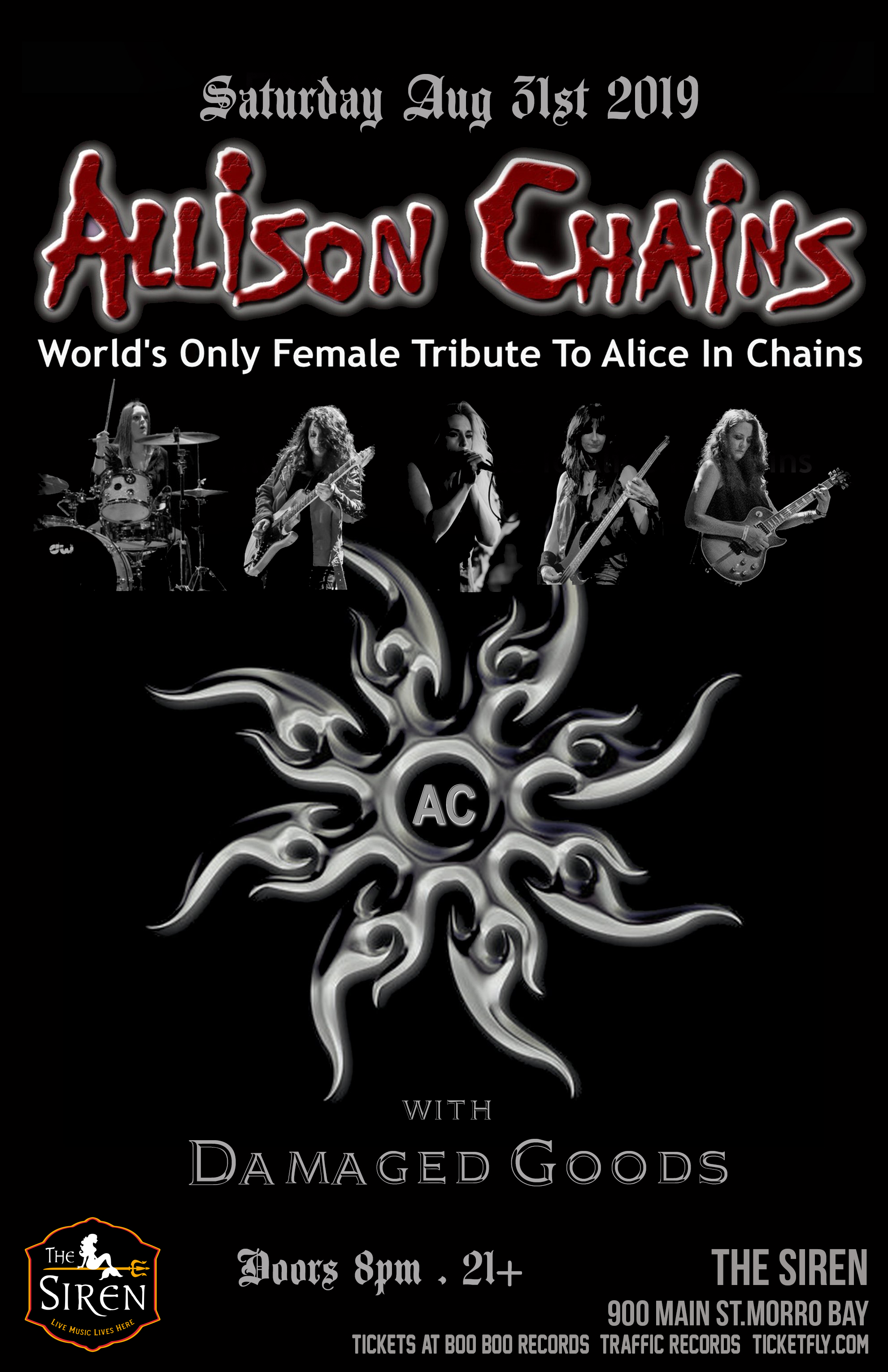 Allison Chains – World's Only Female Tribute to Alice In Chains - The  Siren, Morro Bay, CA